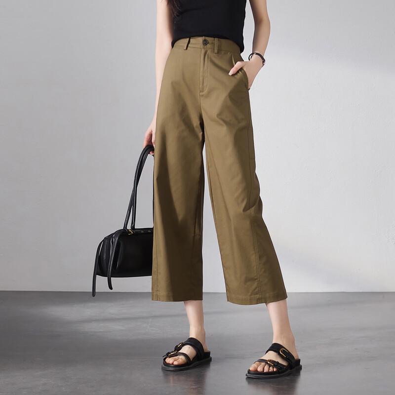 SOFSIL Women's High-Waist Wide-Leg Cropped Pants