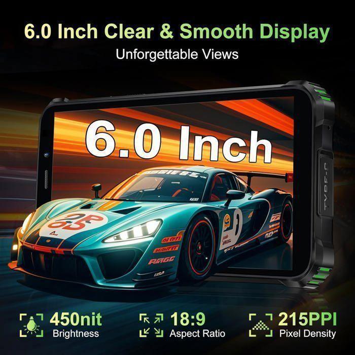 OUKITEL G3 Rugged Smartphone 6300mAh 6" Screen 16GB+128GB Unbreakable Mobile Phone Android 14 13MP Dual SIM 4G/GPS Black