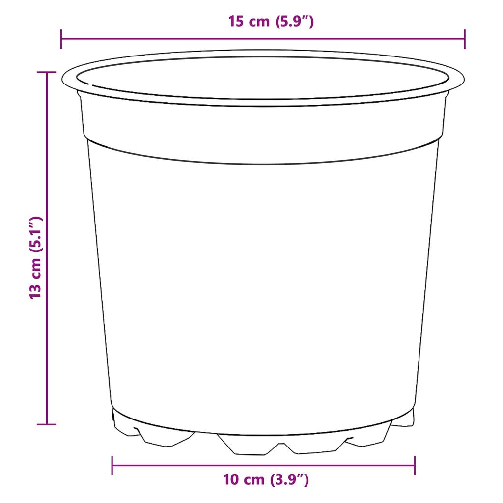 Flower Pot 50 Pcs Black Ø 15 X 13 Cm Plastic