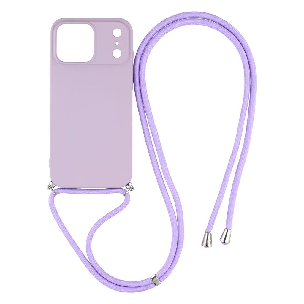 For iPhone 17 Pro Deksel Mykt TPU Fiberfôr Telefondeksel med Skulderstropp