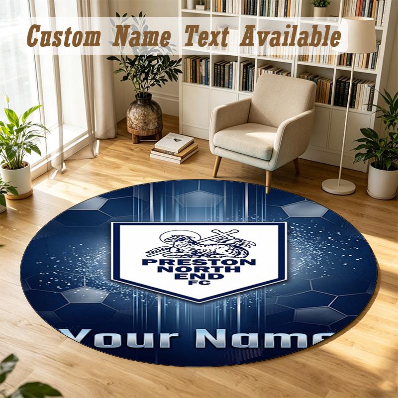Round Rug Custom NamePreston North End Pattern Non Slip Carpet Home Floor Decor