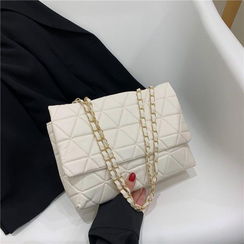 Checkered PU Shoulder Bag for Women Crossbody Bags Chain Strap Fashion Designer Bag Women's Messenger Bags New