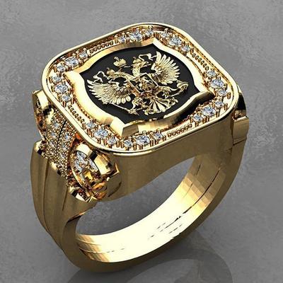 Eagle Ring Men's Engraved Badge Retro Seal Fashion Versatile Ring