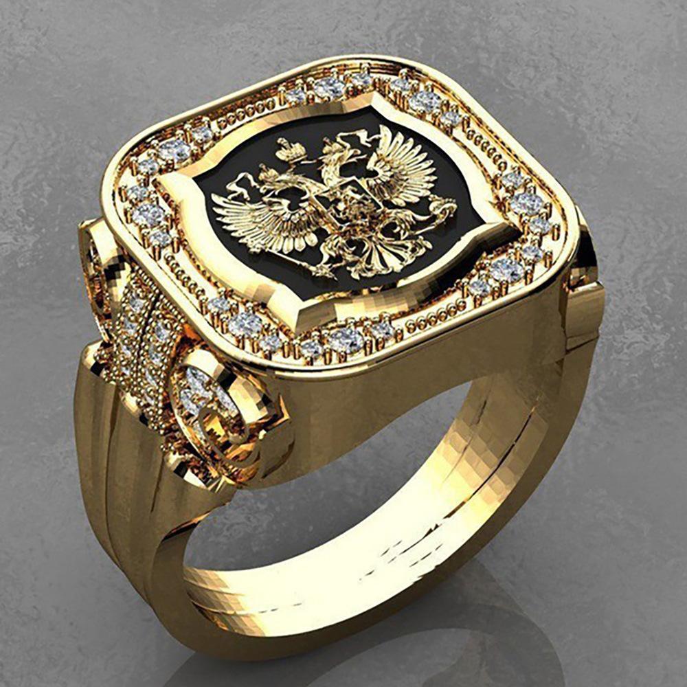 Eagle Ring Men's Engraved Badge Retro Seal Fashion Versatile Ring