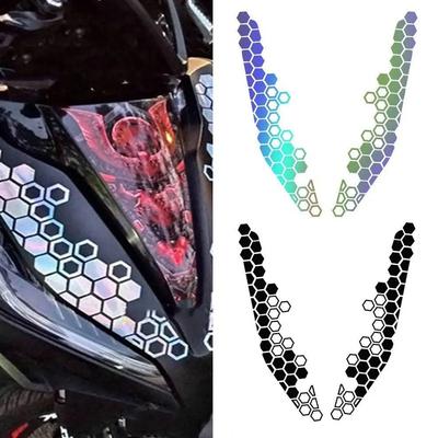 Adesivos refletivos de favo de mel para motocicleta, adesivos decorativos multicoloridos, ornamentos para para-choques de motocicleta, acessórios de modificação
