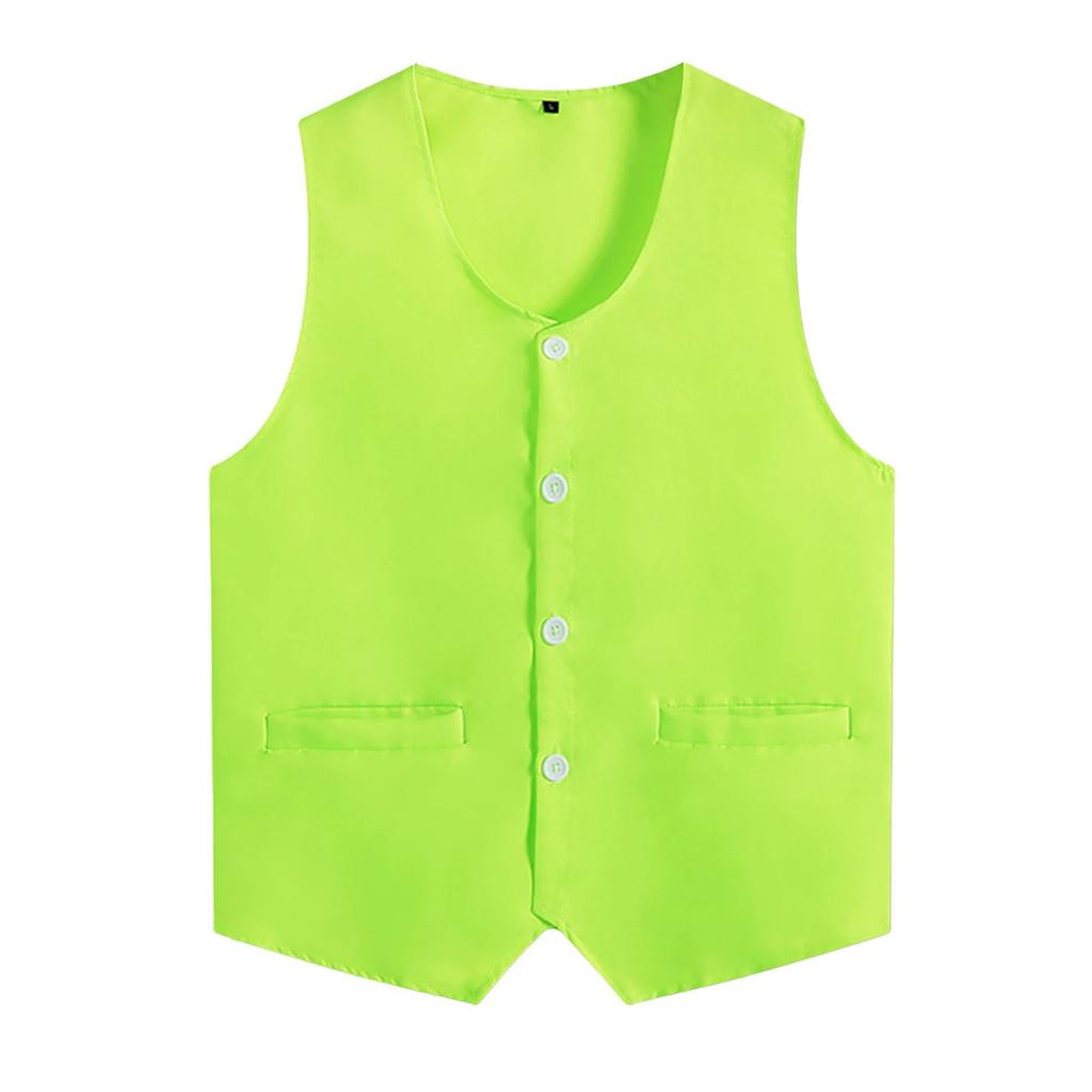 Womens Mens Button Vest Uniform Adult Waiter Bartender Work Uniform Unisex Volunteer Activity Vest Waistcoat