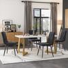 Dining Set (117×68cm Dining Table with 4 Chairs), Rectangular Kitchen Table Set, Dining Chair Dark Grey Twill Velvet Kitchen Chair, Golden Table Legs