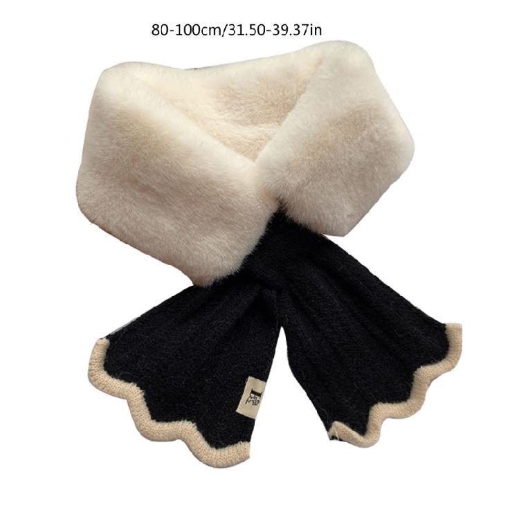 Warm Cross Knitted Scarf Patchwork Autumn Winter Neck Scarf for Women Girls