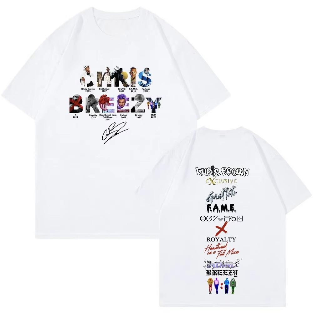 Rapper Chris Brown Breezy Tshirt 1111 Tour 2026 TShirt Men Women Harajuku ONeck Short Sleeve Top Fans Gift Streetwear