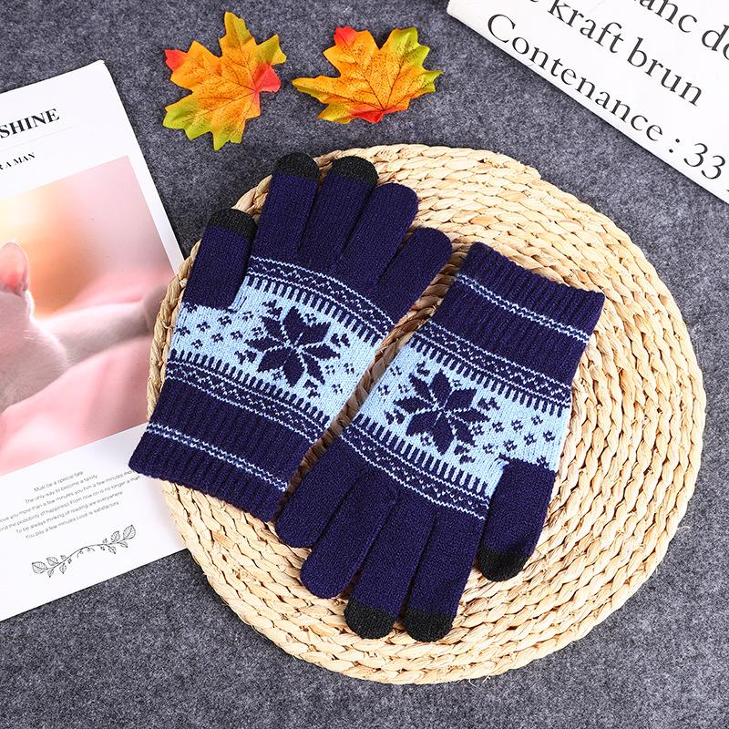 Autumn and winter warm knitted jacquard neutral gloves clothing accessories windproof
