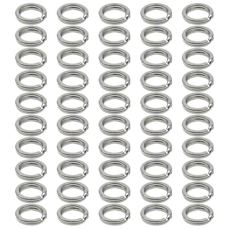 50Pcs Split Rings Assorted Fishing Split Rings Stainless Fishing Tackle Rings