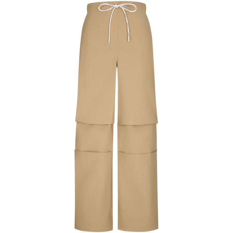 Calvin Klein Letter Drawstring Waist Outdoor Trendy Sports Wide Leg Cargo Pants Women pants 47G636G XXS