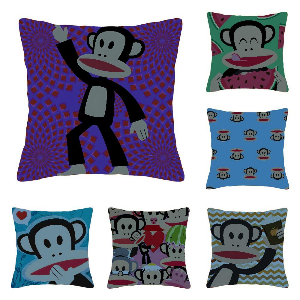Cartoon P-Paul Frank Monkey Pillow Case Square Pillow Bedroom Sofa Leisure Comfort Cushion Car Living Room Home Decoration 40X40