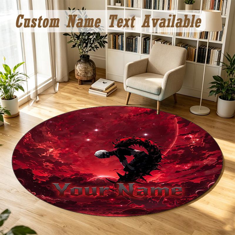Round Rug Custom NameTokyo Ghoul Pattern Non Slip Carpet Home Floor Decor
