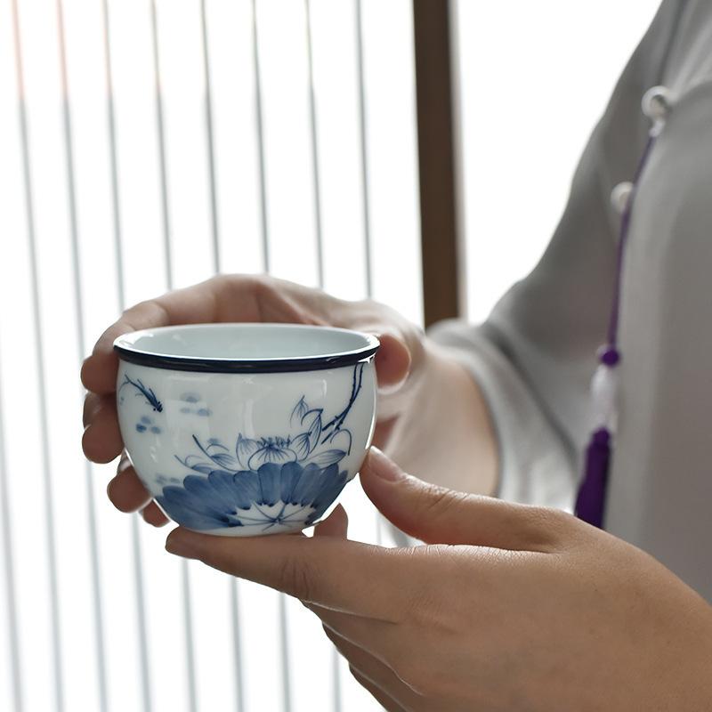 NEW Hand-painted Cylinder Tasting, Single Cup for Home Use, Vintage Personal Underglaze Color Kung Fu Tea Bowl Wholesale