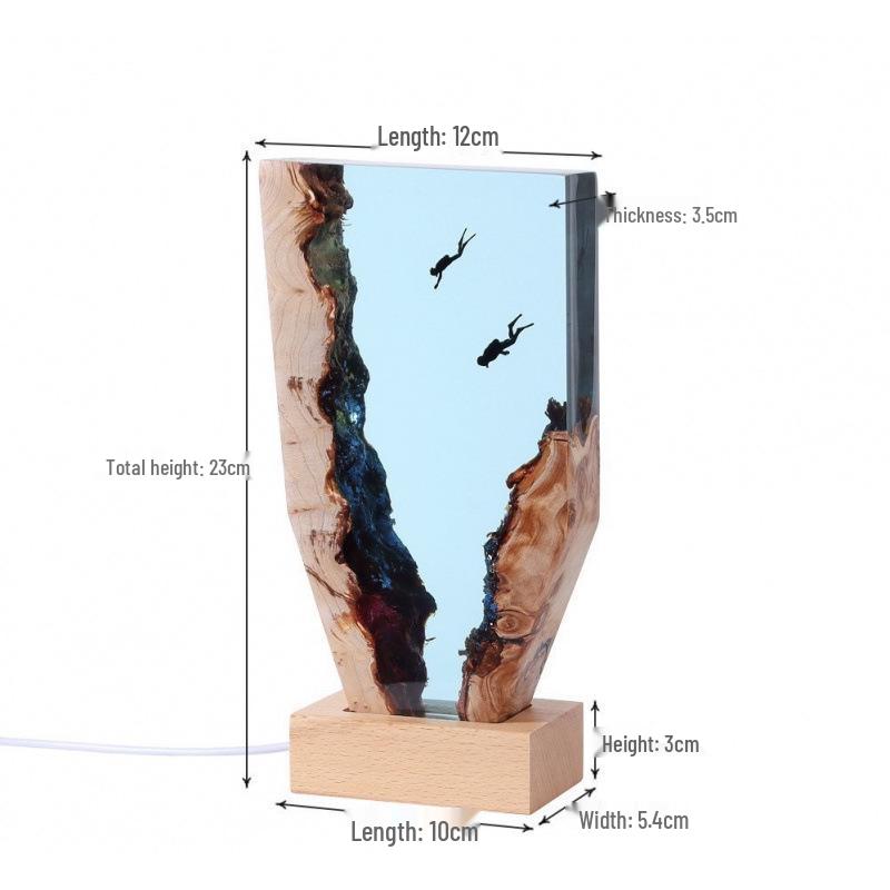 Adorno de Cubo de Resina de Ballena Jorobada Luminoso para Noche