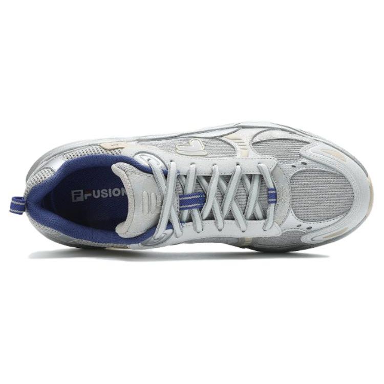 Fila Fusion Unique Fabric Synthetic Leather Comfortable Low-Top Casual Shoes Women Sneaker Silver Gray T12W411615FBC