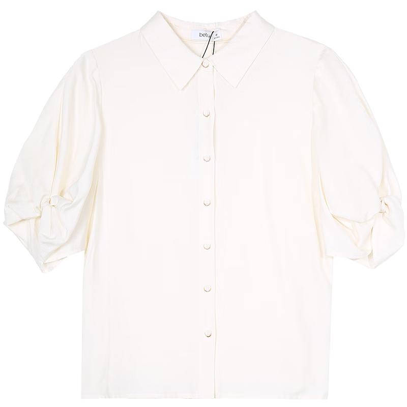 BETU Women s Summer Pleated Puff Sleeve Shirt S