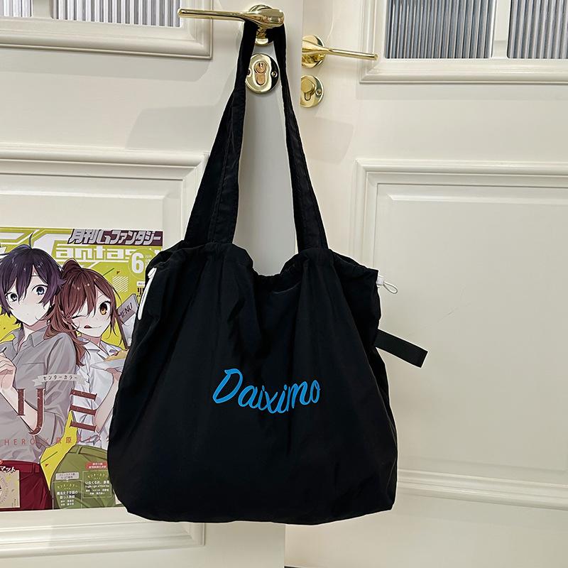 Korean Version of New Letter Printing Casual Large Capacity Tote Bag Light Travel Versatile Lazy Style One Shoulder Stray Bag