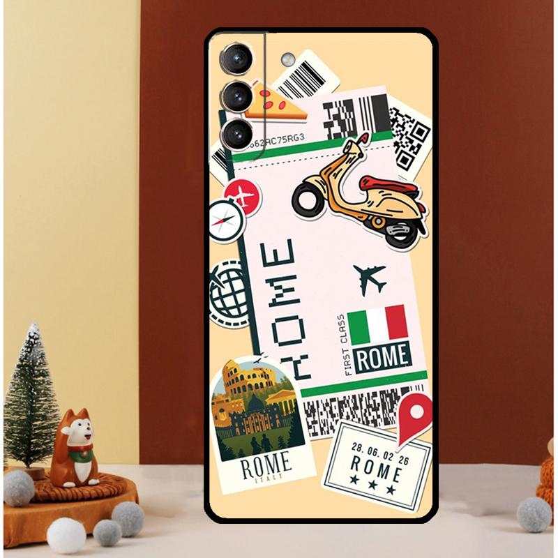 Travel Boarding Pass Tokyo Case For Samsung Galaxy S24 Ultra S23 S22 S21 S20 FE Note 20 S8 S9 S10 Note 10 Plus Cover
