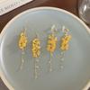 Golden Autumn Dangui Long Tassel Flower Mori Sweet Niche Design Earrings Ear Hooks Mosquito Coil Disc Ear Clips Women