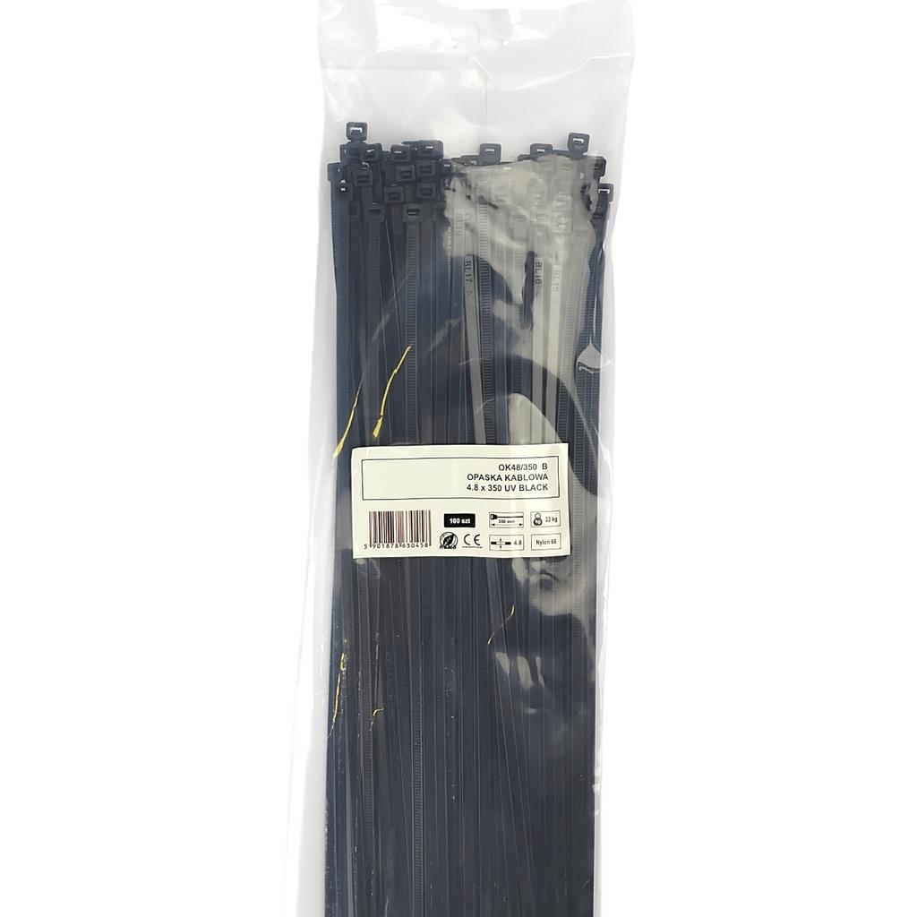 Taśma Opaska Kablowa Uv 4,8X350Mm - 100Szt Czarne