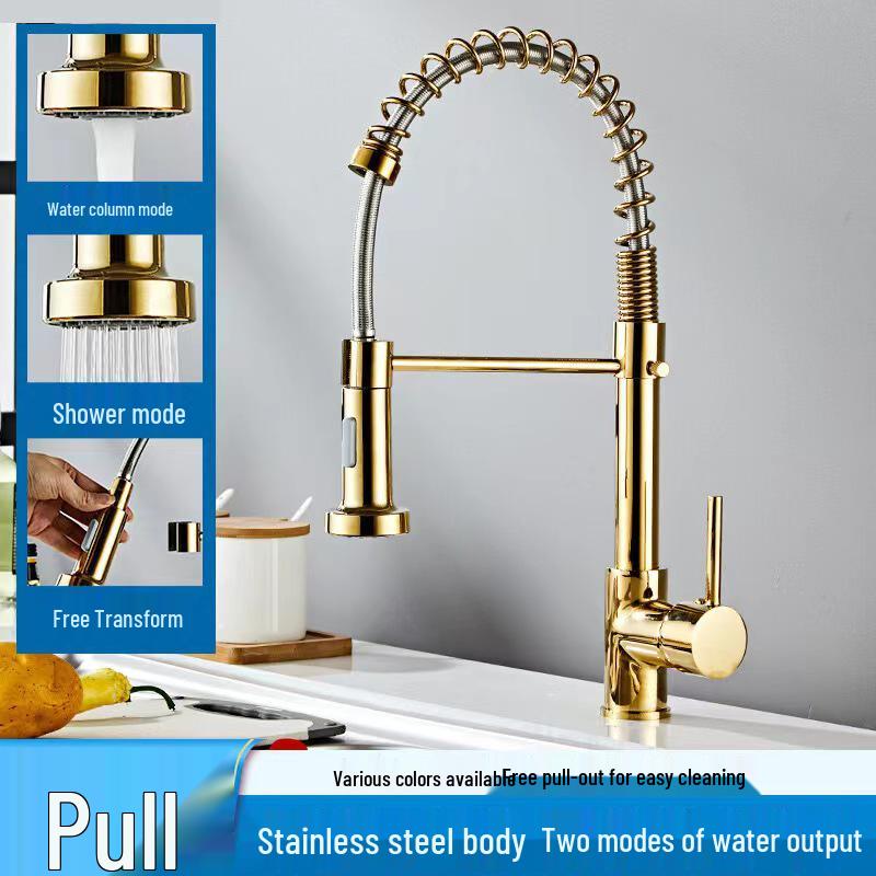 Universeller drehbarer Edelstahl-Küchenhahn mit Anti-Spritz-Technologie