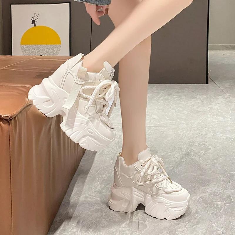 Buy Women Walking Sneakers Autumn Lace-up High Platform