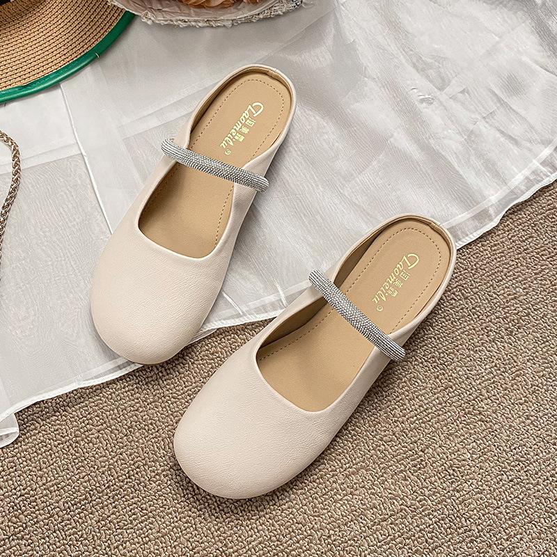 2025 spring and summer new heelless lazy Internet celebrities fairy wind bag head half slippers women wear muller women single shoes