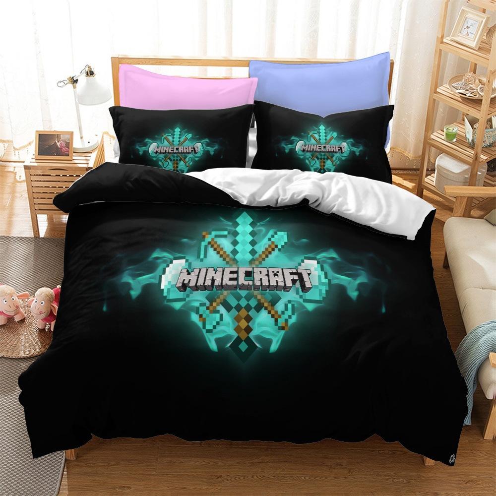 Roupa de Cama Minecraft Série Kit Três Peças Têxtil Lar Tecido Abrasivo Impressão Digital