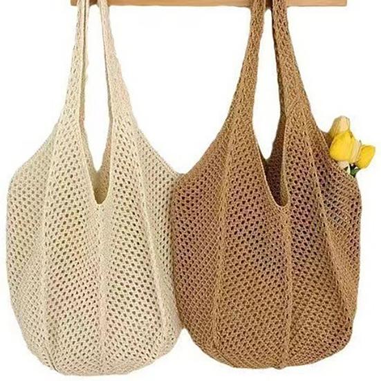 Borsa Intrecciata Vuota Borsa a TOTE in Paglia di Grande Capacità Borsa Elegante a Spalla Singola per Viaggio Spiaggia Shopping