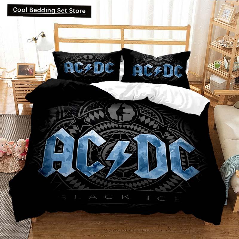 2024 Fashion AC_DC Rock Band Bedding Set Boys Girls Twin Queen Size Duvet Cover Pillowcase Bed Kids Adult Fashion Home Textiles