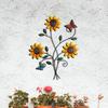 Outdoor Metal Sunflowers Wall Hanging Decors Handmade Iron Weather Resistant Ornament For Patios Balconies Decoration