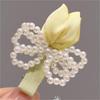 4PCS Korean Hair Accessories Sweet Pink Tulip Flower Clip Pearl Bow Duckbill High-end Fabric Elegant Casual Girl's Headwear 2025 New