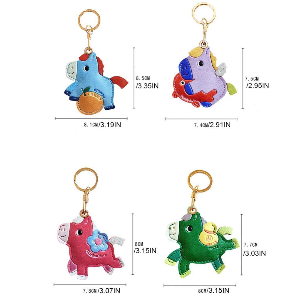 Leather Horse Pendant Year of Horse Zodiac Pony Bag Hanging Funny Horse Car Keychain  Birthday Gift