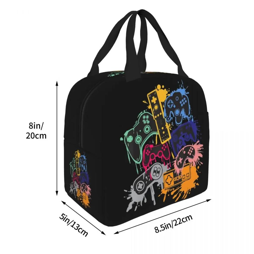 Control All The Things Video Game Controller Insulated Lunch Bags Portable Meal Container Cooler Bag Tote Lunch Box Food Bag