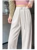 Pleated High Waist Fleece-Lined Wide Leg Pants for Women - Autumn Winter Slimming Plus Size Casual Wear