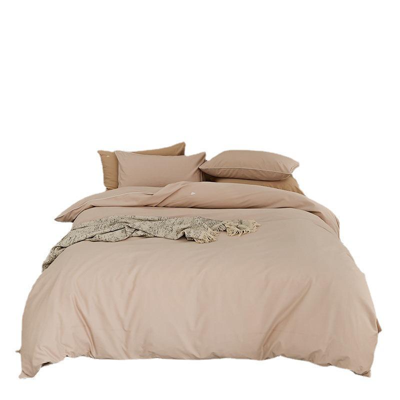 100% Cotton Long-Staple Flannel Bedding Set - 4-Piece Autumn/Winter Edition with Embroidered Thick Bed Sheet & Duvet Cover.