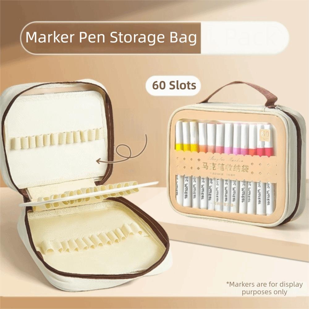 Large Capacity Markers Pen Storage Bag Zipper Watercolor Pen Stationery Bag  Stationery