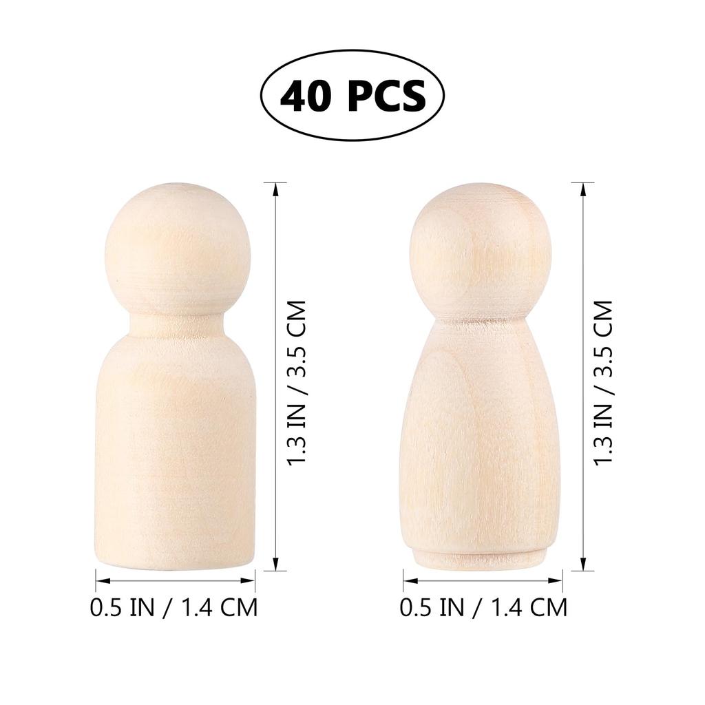 EXCEART Wooden Peg Peg Wooden Handmade Wooden Unfinished Can Be Wooden 40 Gift Doll, Doll, Doll, Doll, Doll, Painted, Dyed, Pegs, Decorated,