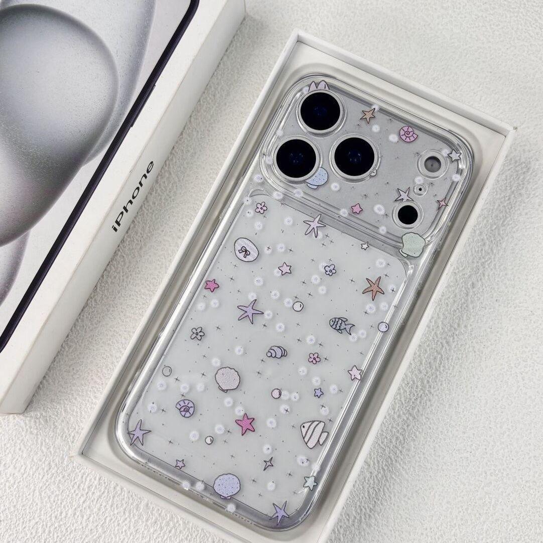 

Seashell Little Fish Cartoon Phone Case for Apple 13 Pro, 14, 15, 16, 17 Pro Max iPhone 16 Pro Max