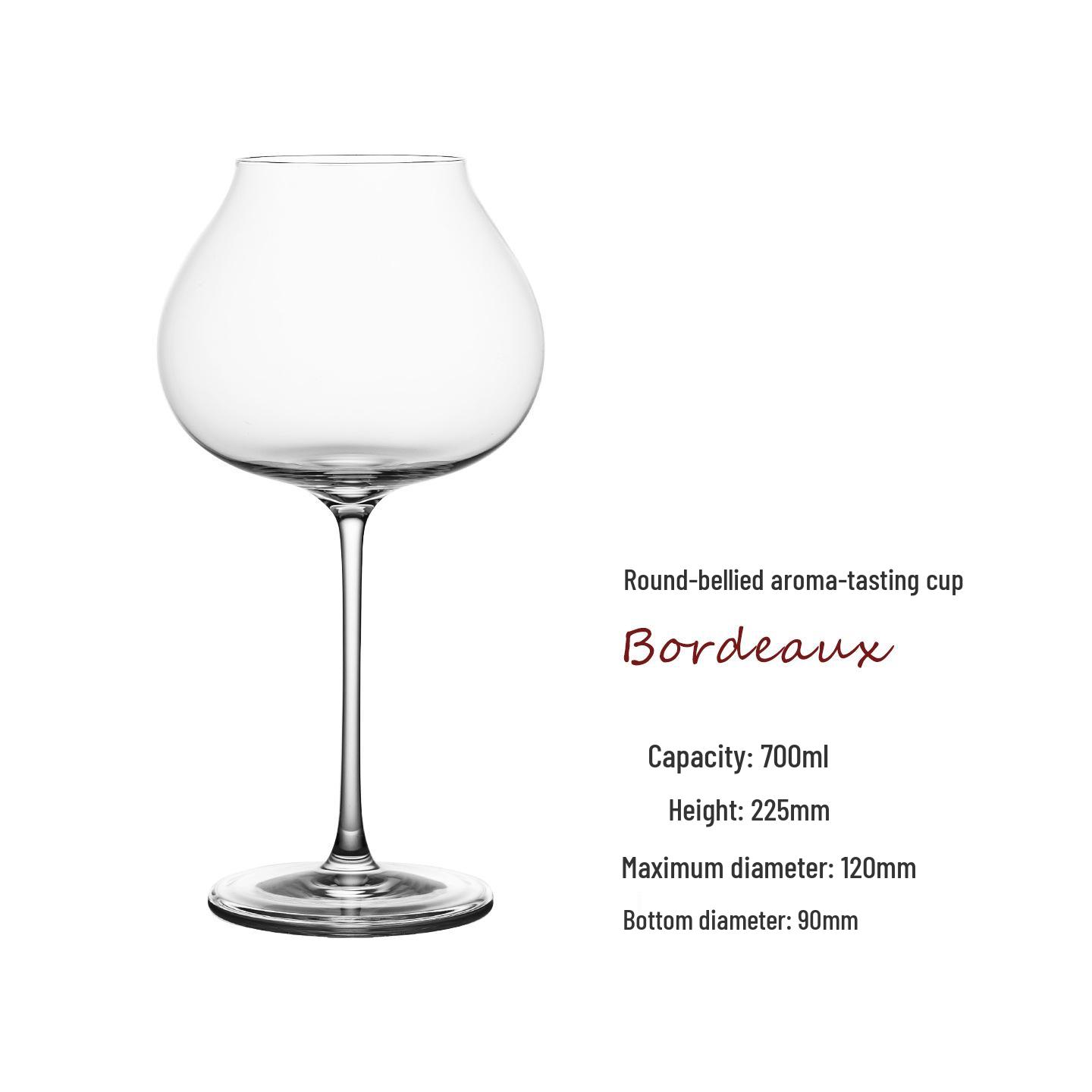 Collectible High-End Crystal Burgundy Wine Glass - Round-Bodied, Narrow-Mouth, High-Stemmed, Transparent Aroma Cup.