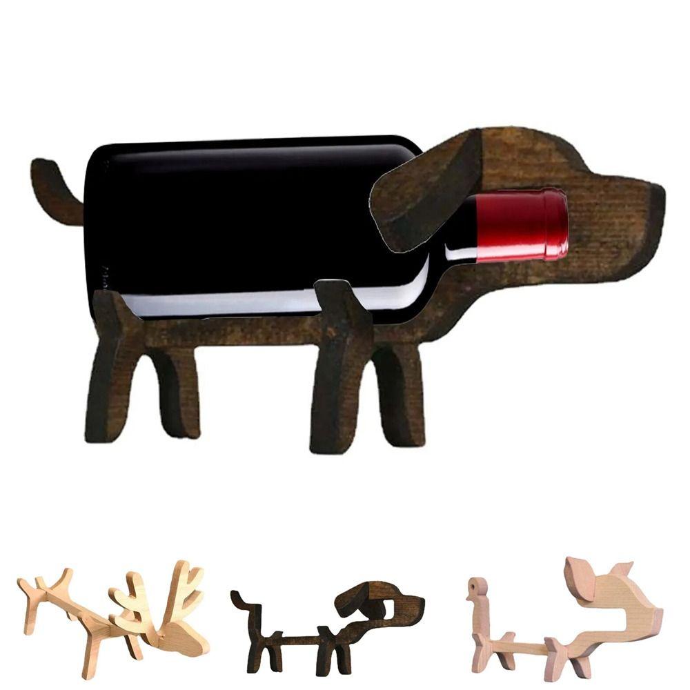 

Dog Pig Shape Wine Rack Wooden Wine Shelf Cute Animal Wine Bottle Holder Kitchen Wood-Elk