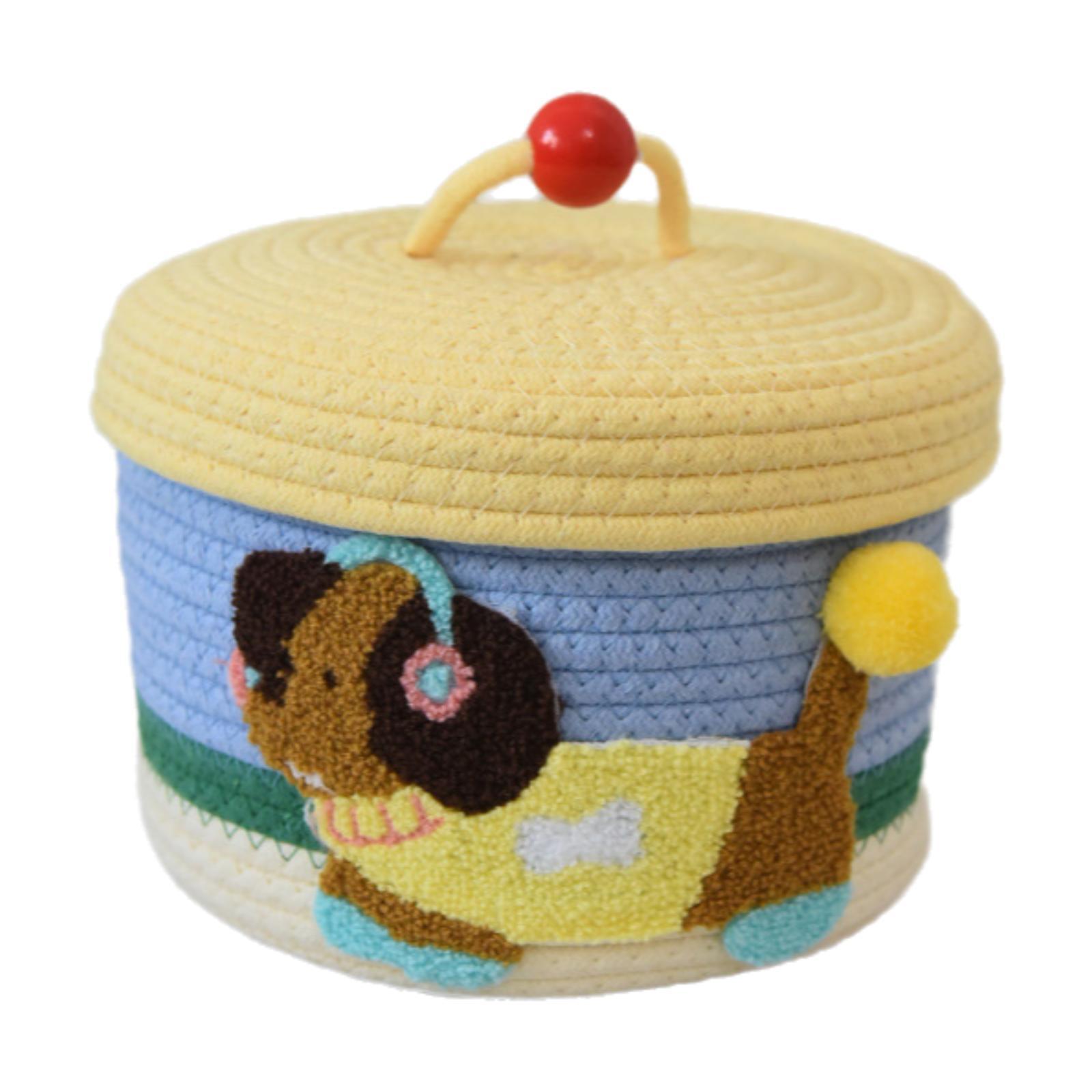 

Cotton Rope Storage Basket Dog Desktop Basket Home Decoration Multipurpose Modern with Lid for Home Bedroom Desk Toys Cookies