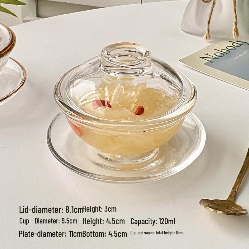 Zhaoran Transparent Glass Stew & Dessert Bowl with Lid