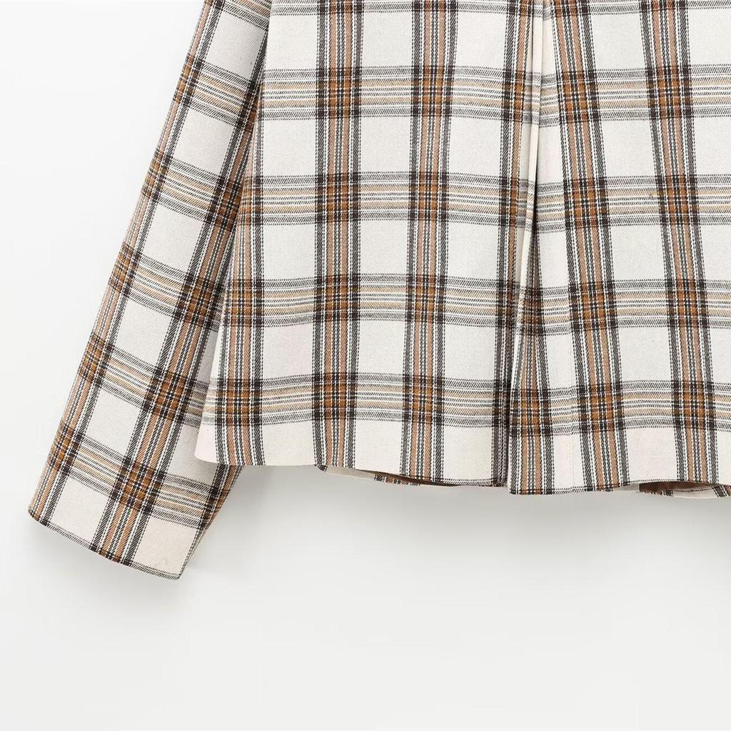 Spring 2025 Women's Versatile Plaid Lapel Short Jacket