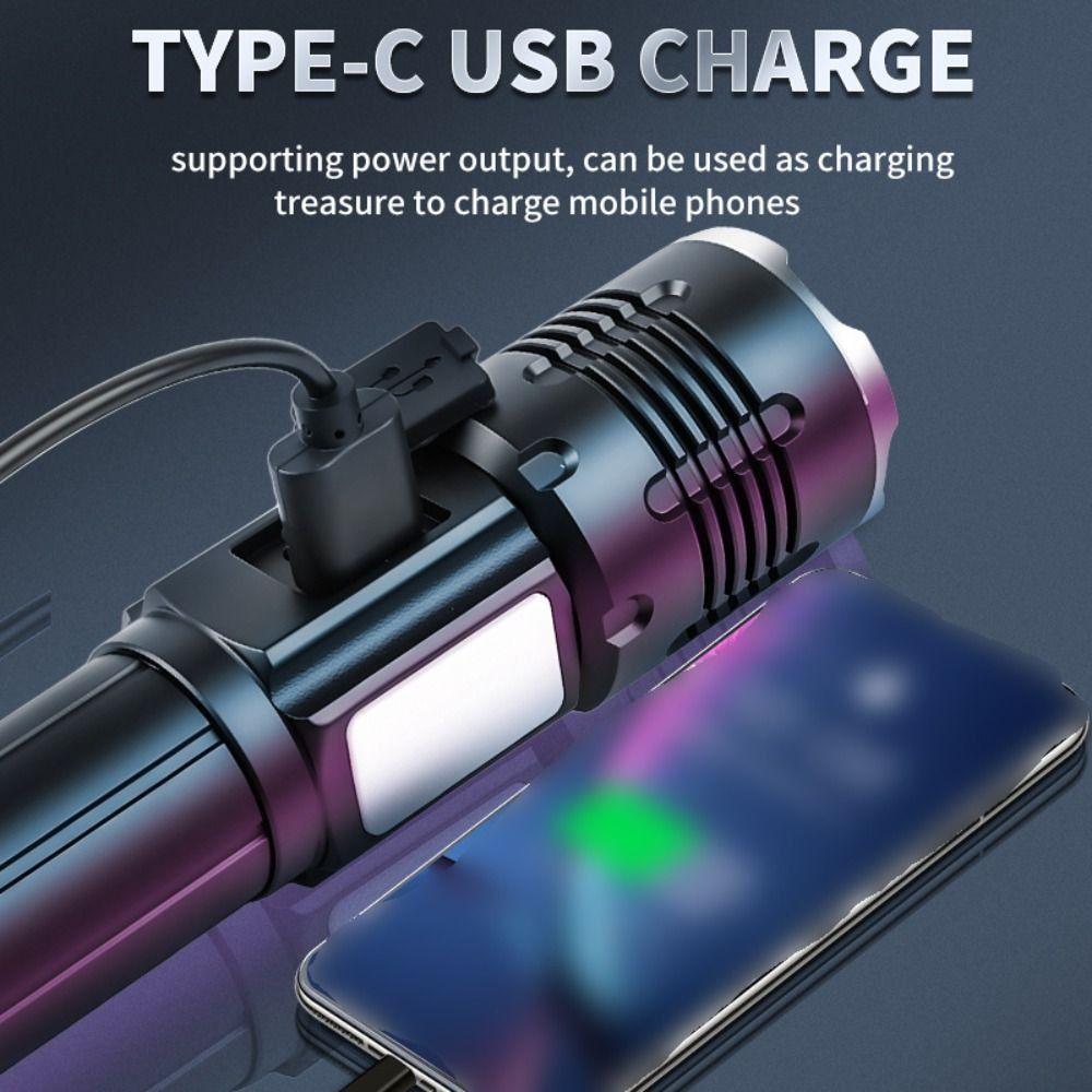 30W Powerful LED Flashlight Ultra Bright TYPE-C Charging Telescopic Zoom Light Long Range Long Battery Life