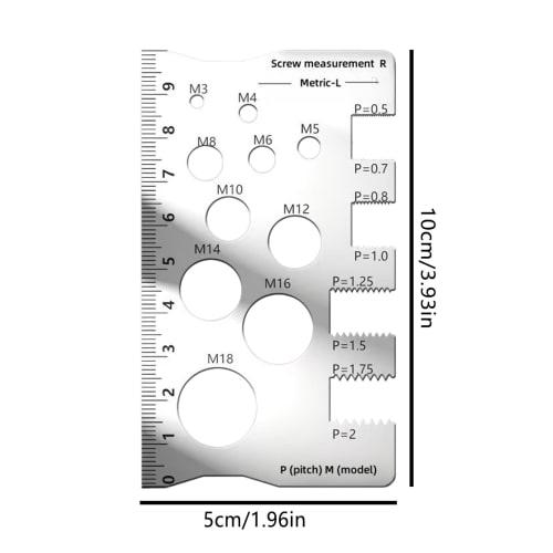 Thread Size Checker - Bolt & Nut Measuring Tool - Stainless Steel Thread Measuring Tool for Mechanics, Engineers, and Manufacturing Technicians
