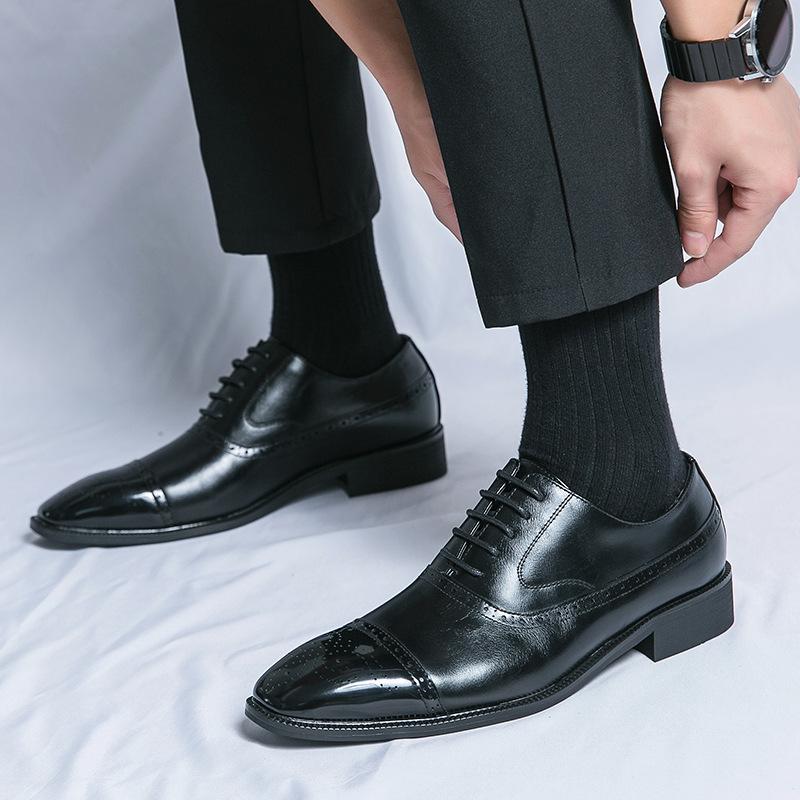 Dress three-headed Brock leather shoes four-season breathable casual young people with uniform small leather shoes