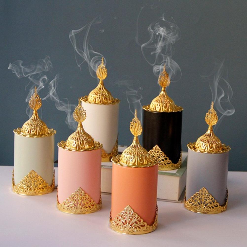 European Metal Ceramic Incense Holder Handheld Incense Burner Gold Gold Pagoda Light Luxury Desktop Decoration Exquisite Gift